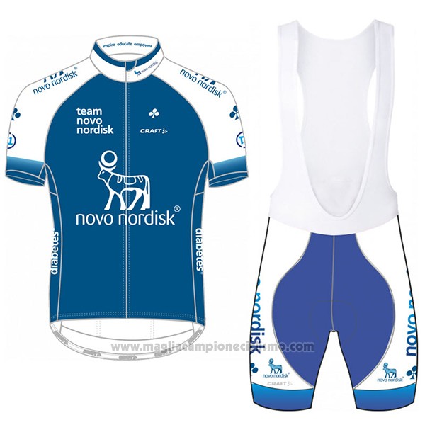 2017 Abbigliamento Ciclismo Novo Nordisk Blu Manica Corta e Salopette